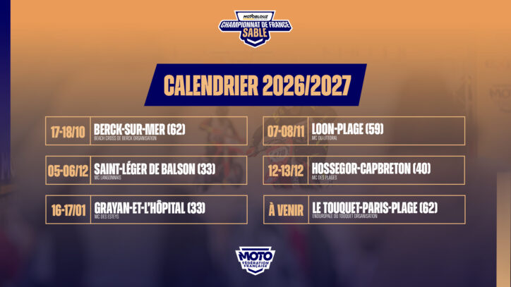 Le calendrier du CFS Motoblouz 2026-2027